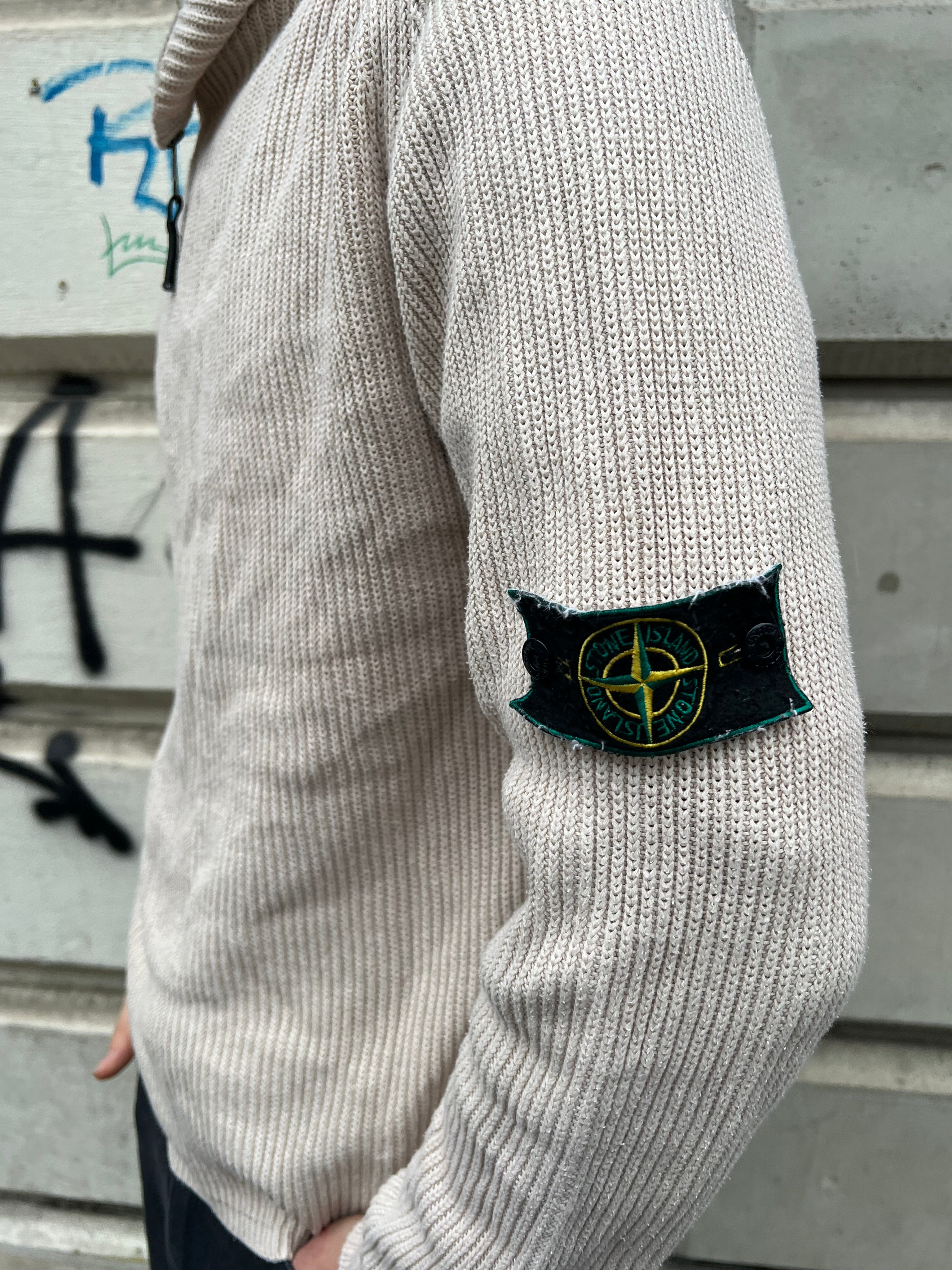 Vintage 90s Stone Island Zip Knit Sweater (L) – Life is short